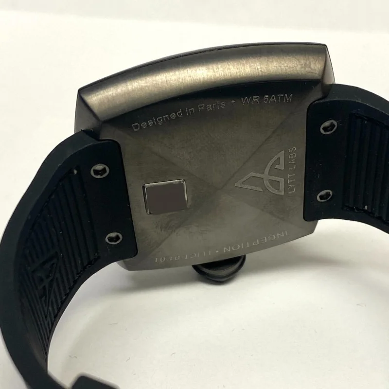 LYTT GUN BLUE HANDS BLACK STITCHING MEN'S WATCH 45 MM
