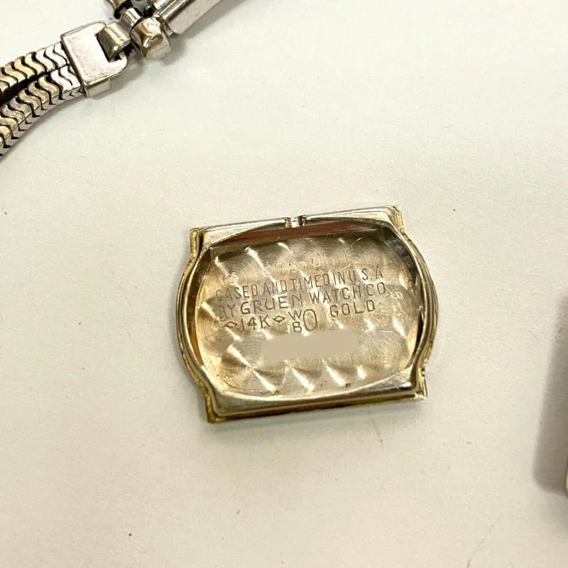 Vintage Ladies Gruen Precision 14K White Gold w Diamonds 17 Jewels