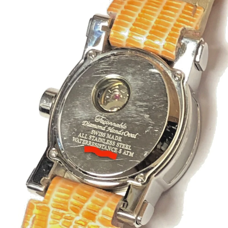 Faconnable Automatic Pink Mother Of Pearl Dial Diamond Bezel Leather Watch !!!