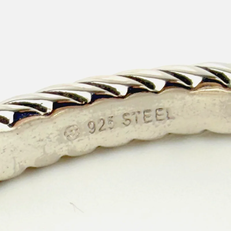 Vintage Coqui el Original Cable Cuff Bracelet & Ring Set 925 Steel & Diamonds