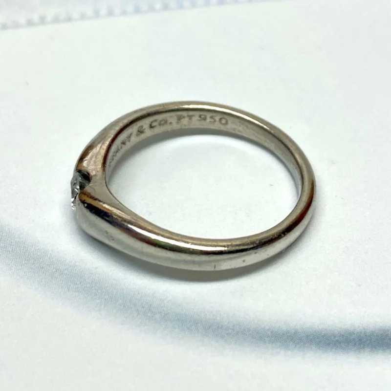Tiffany & Co Platinum Elsa Peretti Curved 0.18ct Diamond Ring Band Sz 6.5