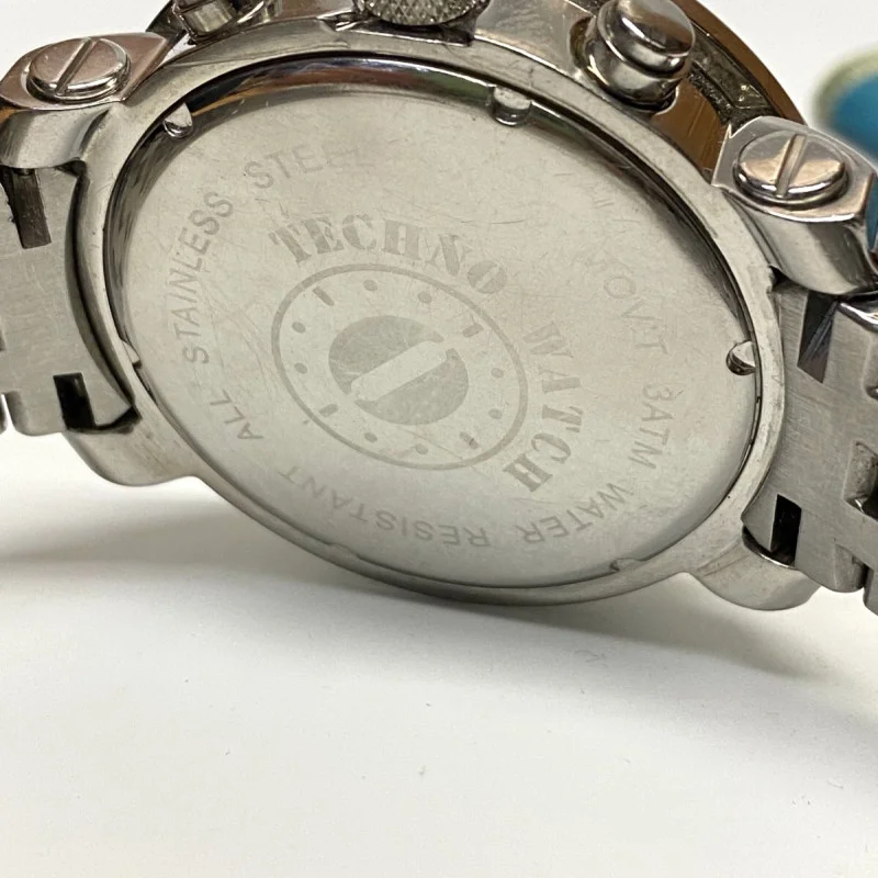Techno Watch Blue Dial with 4ct Diamonds, 50 mm