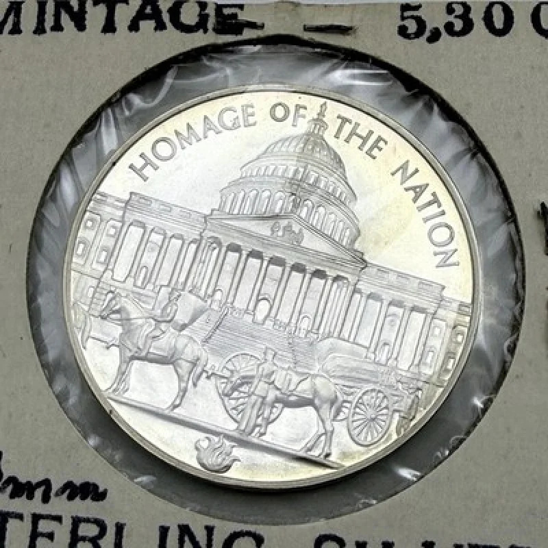 1963 JFK Heraldic Art Sterling Silver Medal #302 33mm UNC 5300 Mintage