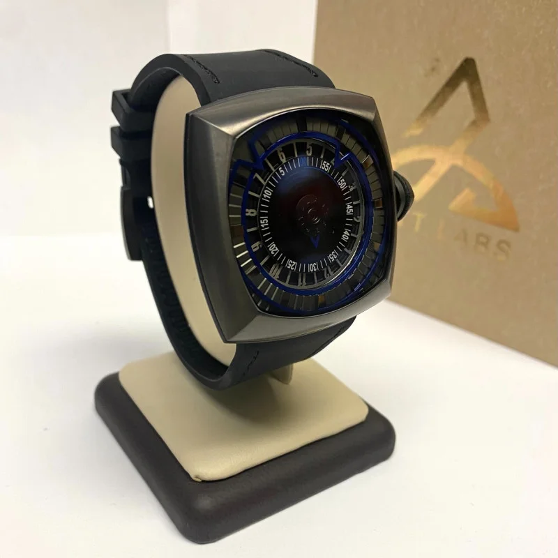 LYTT GUN BLUE HANDS BLACK STITCHING MEN'S WATCH 45 MM