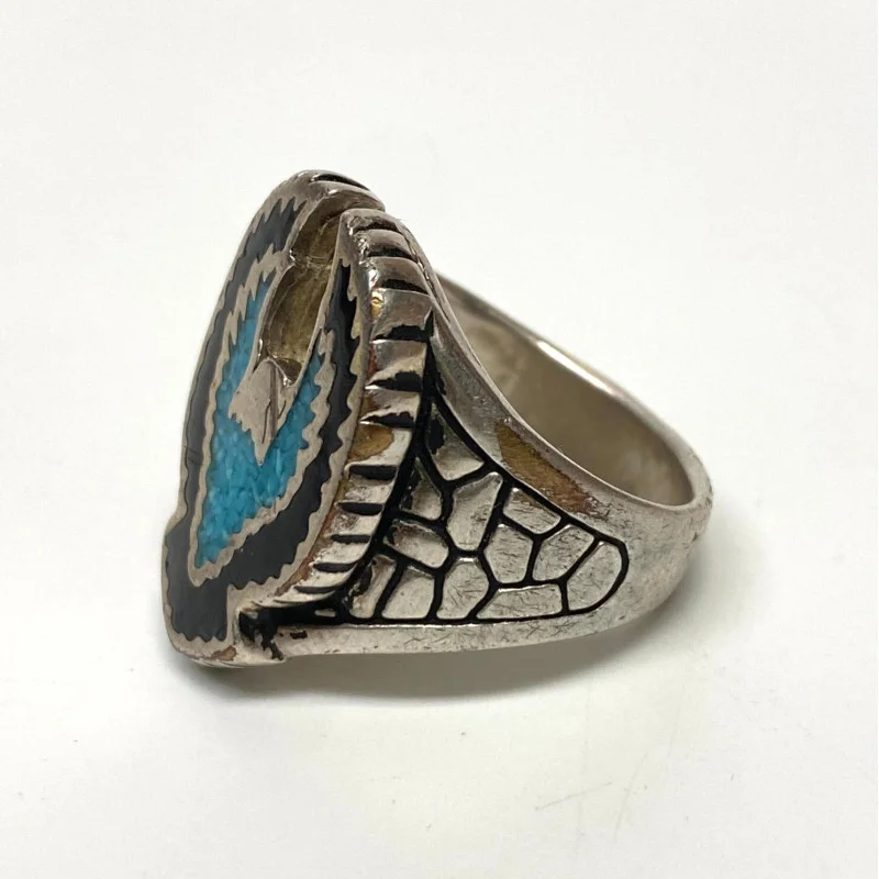 Vintage Stainless Steel Size 11 Eagle Inlay Ring