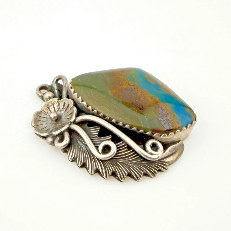 Vintage Navajo Peterson Johnson Sterling Silver Royston Turquoise Pendant