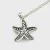 925 Sterling Silver Starfish Pendant Necklace with CZ - 15" Chain