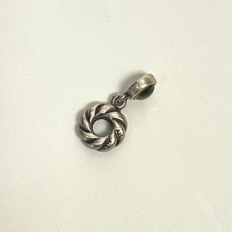 Authentic Pandora Silver and Lime Quartz Dangle Disc Charm 790435LQ