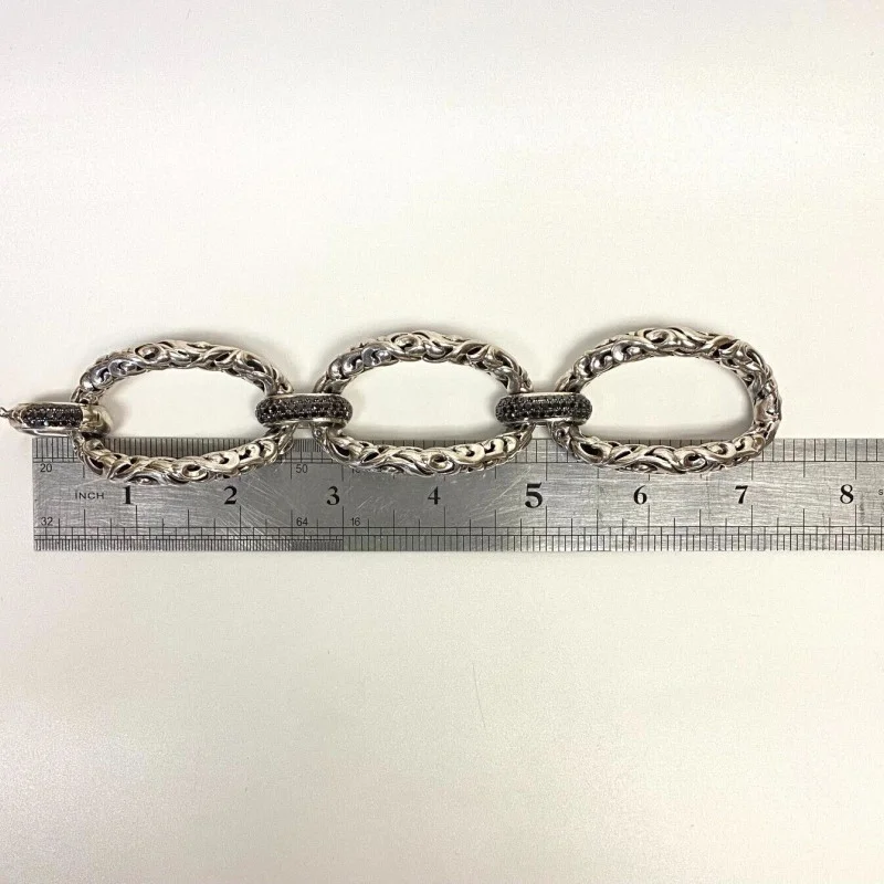 Charles Krypell 14K/925 White Gold + Colored Diamond 3.40 ct Link Bracelet