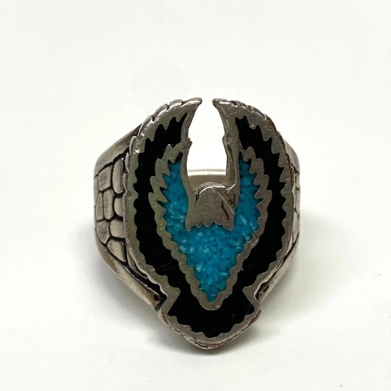 Vintage Stainless Steel Size 11 Eagle Inlay Ring