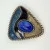 Vintage Triangle Metal Bolo Tie Blue Sodalite Blue Enamel, Western Design
