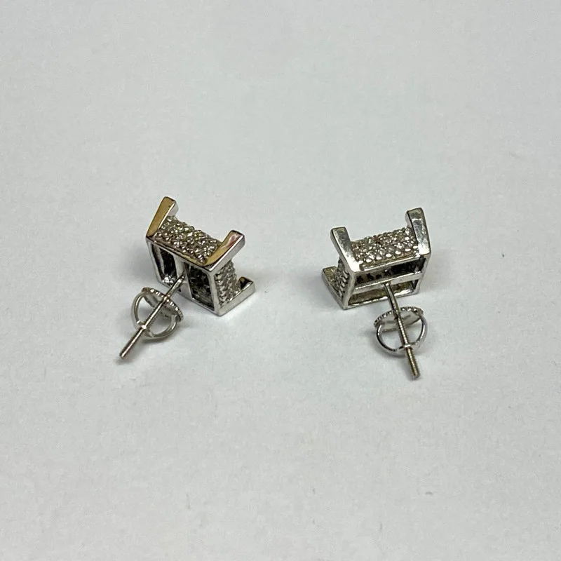 Sterling Silver Cross Diamond &  Black Diamond Woman's Earrings