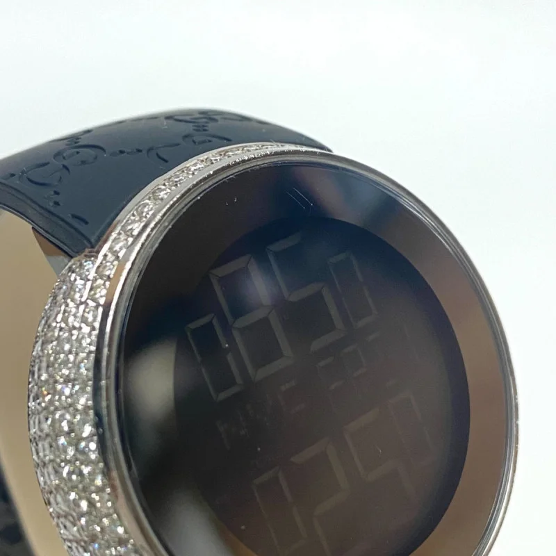 Men's GUCCI 114-2 Digital Watch Custom White Diamonds (3ct) Bezel