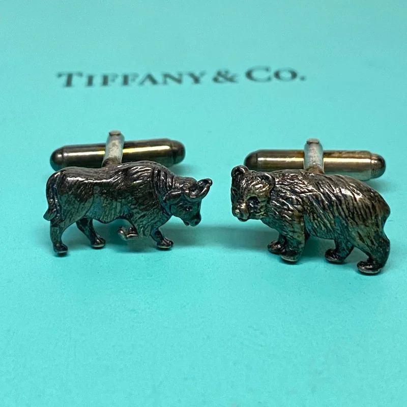 Tiffany & Co. Sterling Silver Bull Bear Cufflinks