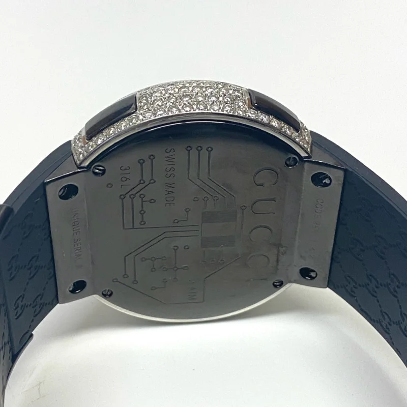 Men's GUCCI 114-2 Digital Watch Custom White Diamonds (3ct) Bezel