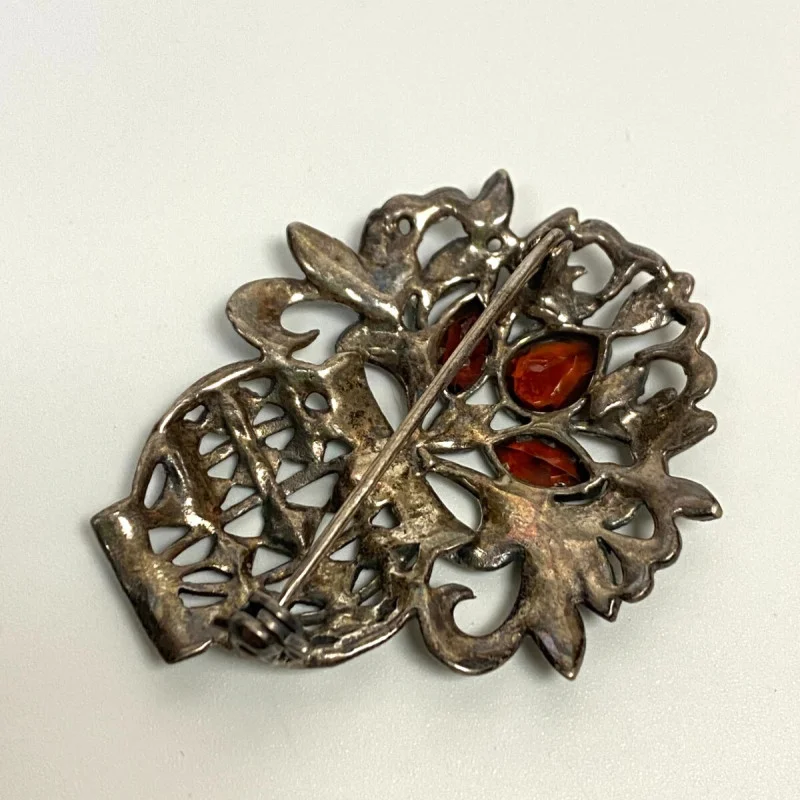 Sterling Silver 925 Garnet & Marcasite Pendant