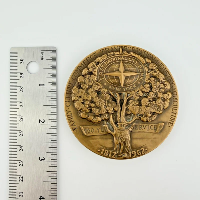 1962 USA First National City Bank NEW YORK 150th Bronze Large Medal Coin 3"