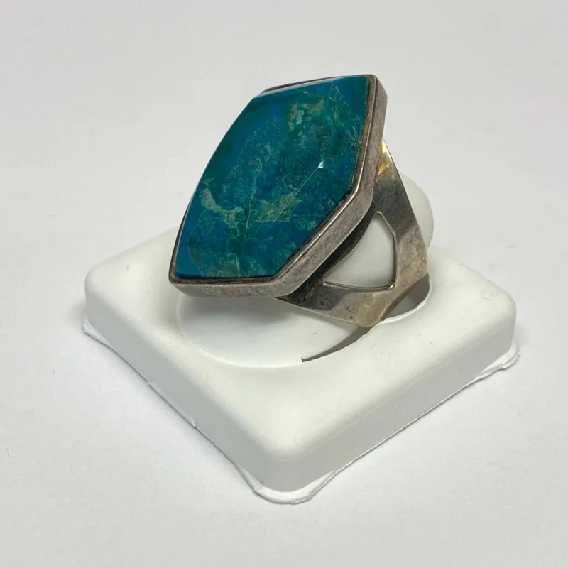 Vintage DTR China Blue Turquoise, Silver 925 Ring, Size 9