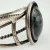 Native American Style Sterling Silver Oval Black&White Agate Stone Cuff Bracelet