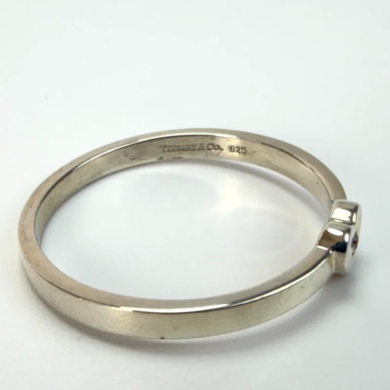 Tiffany & Co. Sterling Silver Paloma Picasso Diamond Modern Heart Ring Size 12