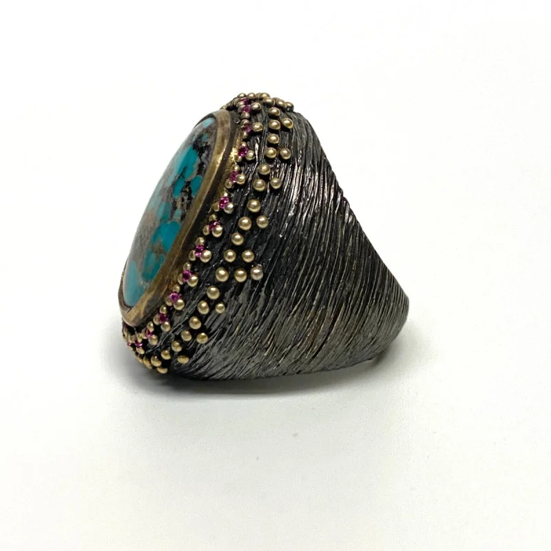 Bora Sterling Silver Ring With Turquoise Size 8