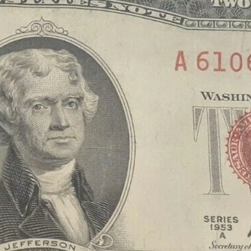 1953 A TWO DOLLAR BILL $2 NOTE /FANCY RED SEAL OLD PAPER US CURRENCY BILL