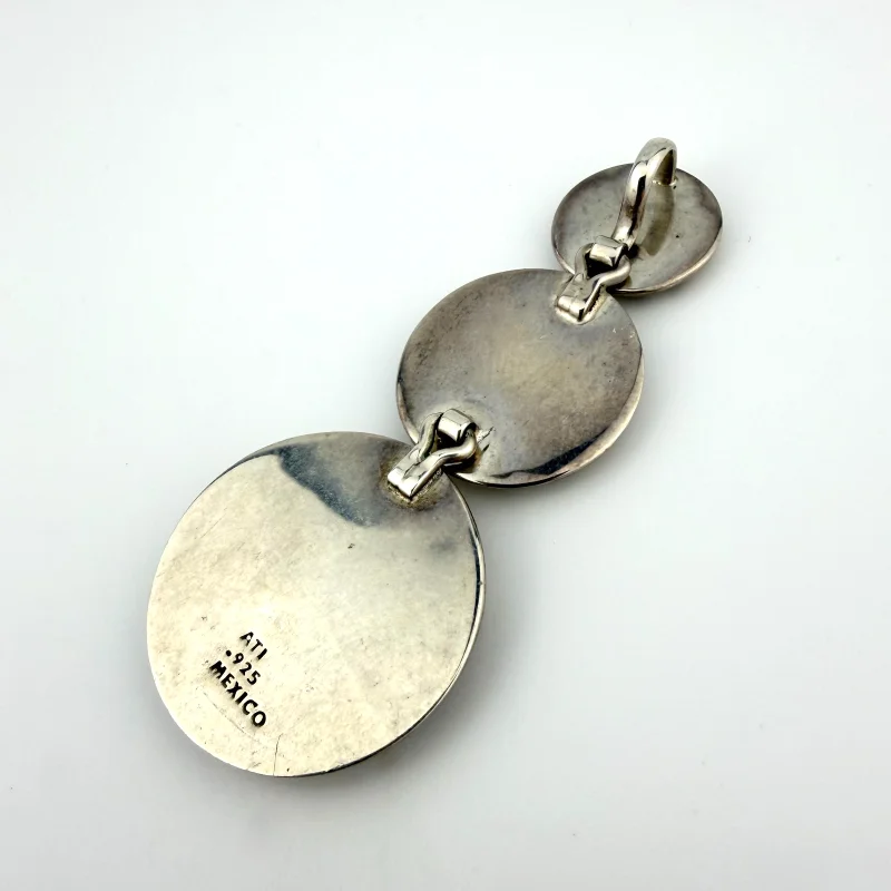 ATI Mexico 925 Hammered Sterling Silver Graduated Circles Flower Pendant