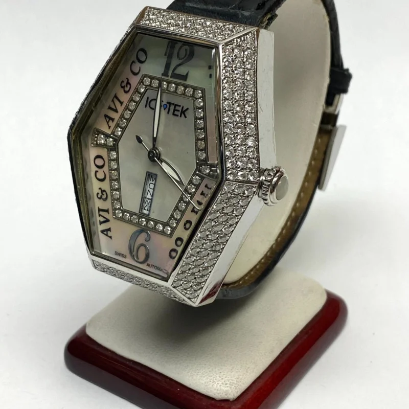 Ice Tek 9.5 ct Diamond AVI & CO Swiss Made Automatic White Face Watch