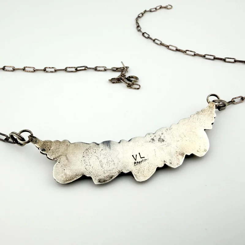 Virgil Leekya Navajo Sterling Silver 5-Stone Turquoise Bar Necklace