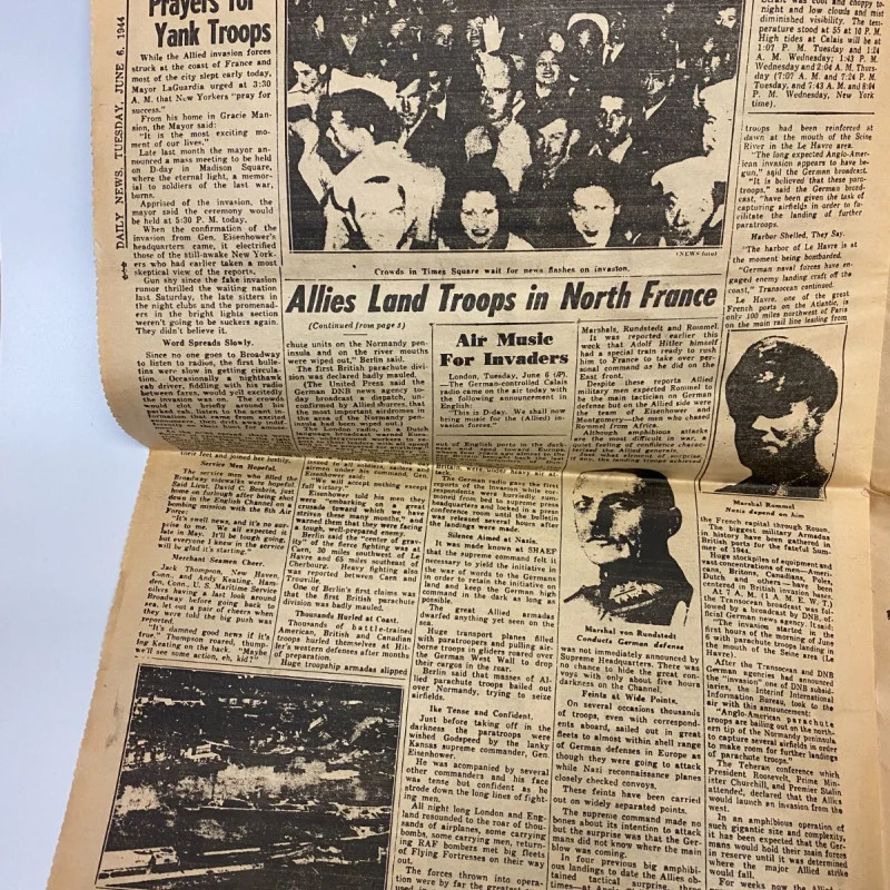 JUNE 6, 1944 D-DAY NEW YORK DAILY NEWS ICONIC NEWSPAPER RARE