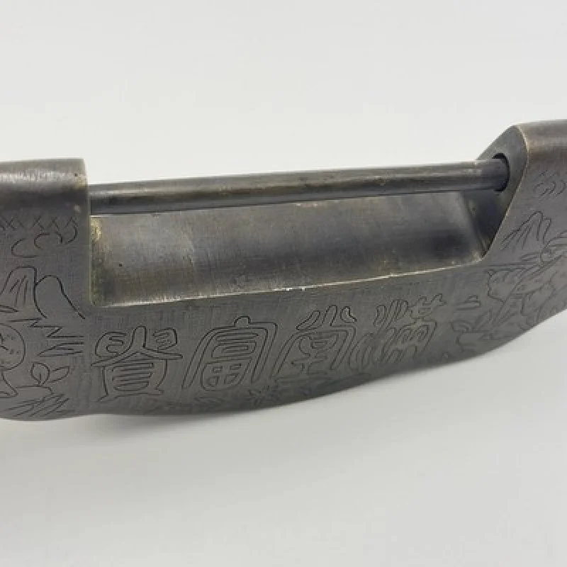Rare Antique Chinese Engraved Figural Padlock Exceptional Asian Collector Piece