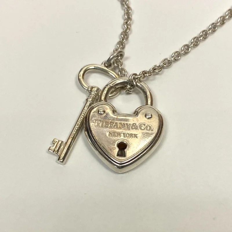Rare Tiffany & Co Silver Heart Arc Padlock Charm and Key Necklace, 16 Inches