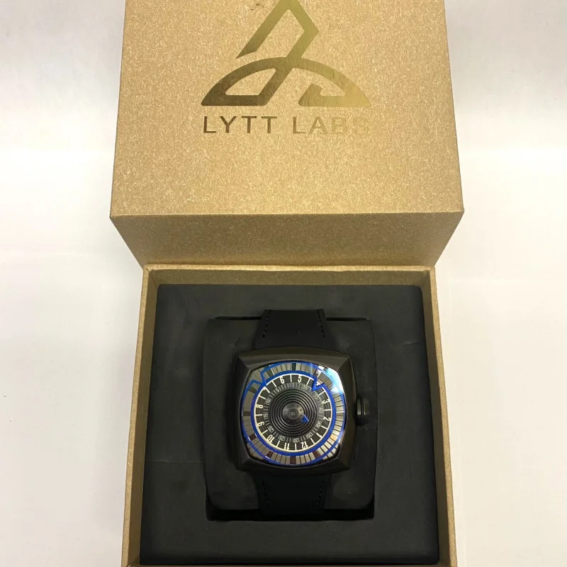 LYTT GUN BLUE HANDS BLACK STITCHING MEN'S WATCH 45 MM