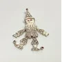 White Sapphires and Rubies Jointed Clown Silver Pendant