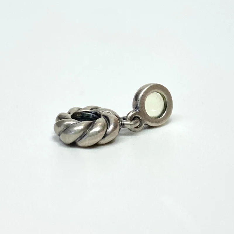 Authentic Pandora Silver and Lime Quartz Dangle Disc Charm 790435LQ