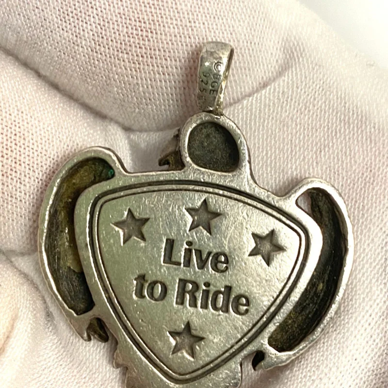 Vintage As Motorcycle Eagle “Live To Ride” Pendant 16.1 Grams