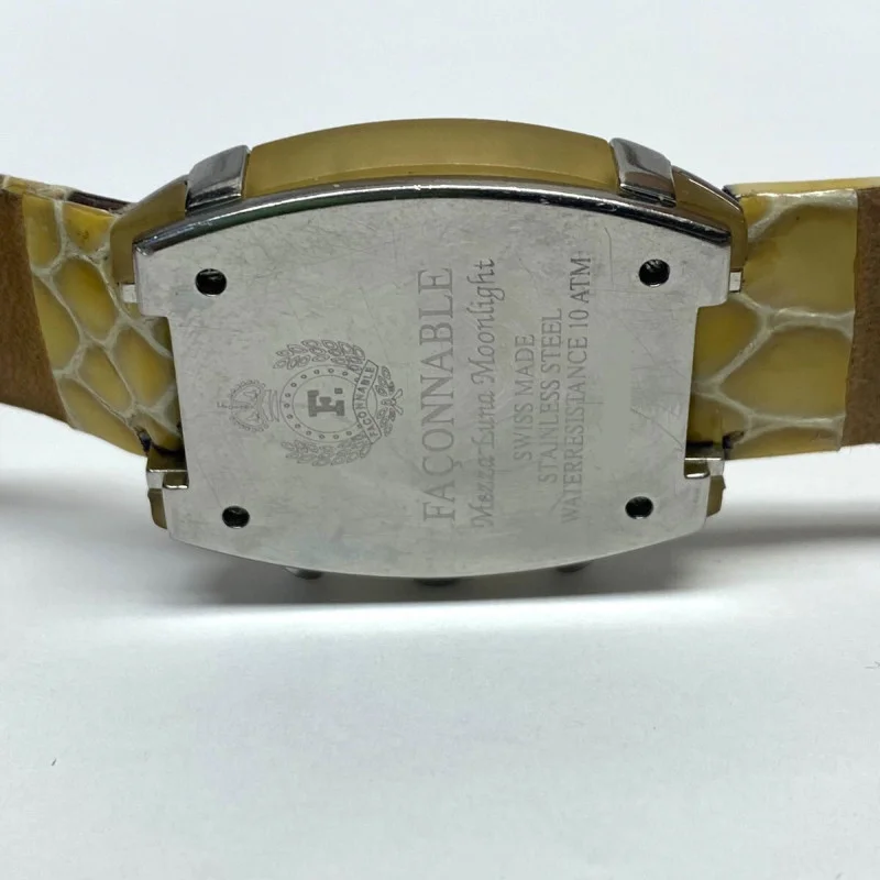 Woman Faconnable Diamond Mezza Luna Moonlight Watch Mother Of Pearl Dial Swiss