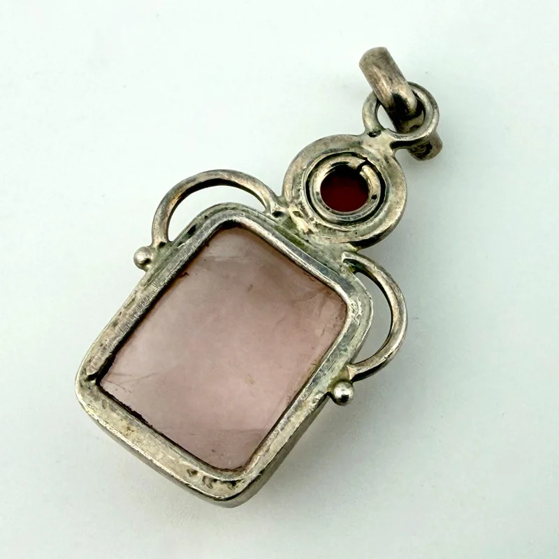 Vintage Handmade 925 Silver Pendant with Pink Spinel & Red Garnet