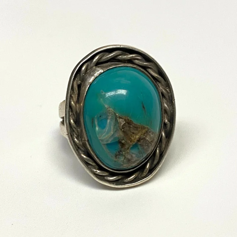 Vintage Sterling Silver Turquoise Ring Size 6.5