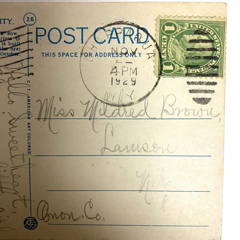 1922 1 cent George Washington postage stamp on Post card #Nov