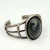 Native American Style Sterling Silver Oval Black&White Agate Stone Cuff Bracelet
