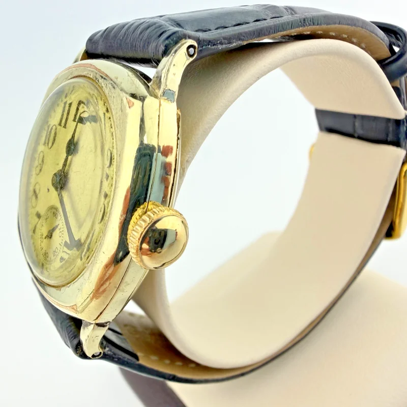 Vintage 1920s Elgin Gold Cushion Case Watch 17 Jewels Mechanical Running