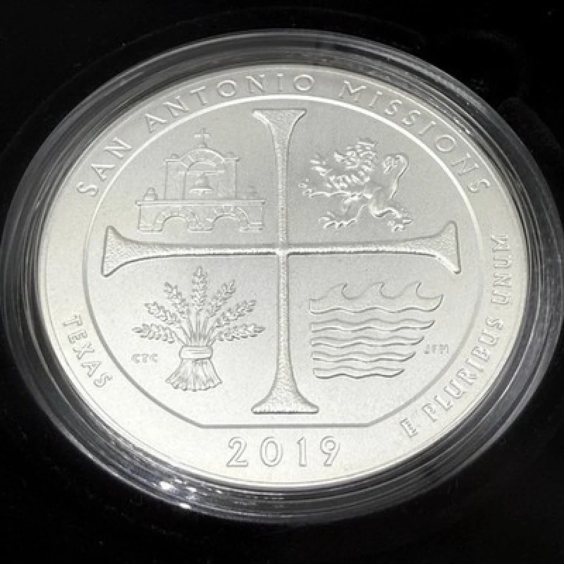 2019-P ATB 5 Oz Silver San Antonio Missions Quarter w/ OGP & COA Uncirculated