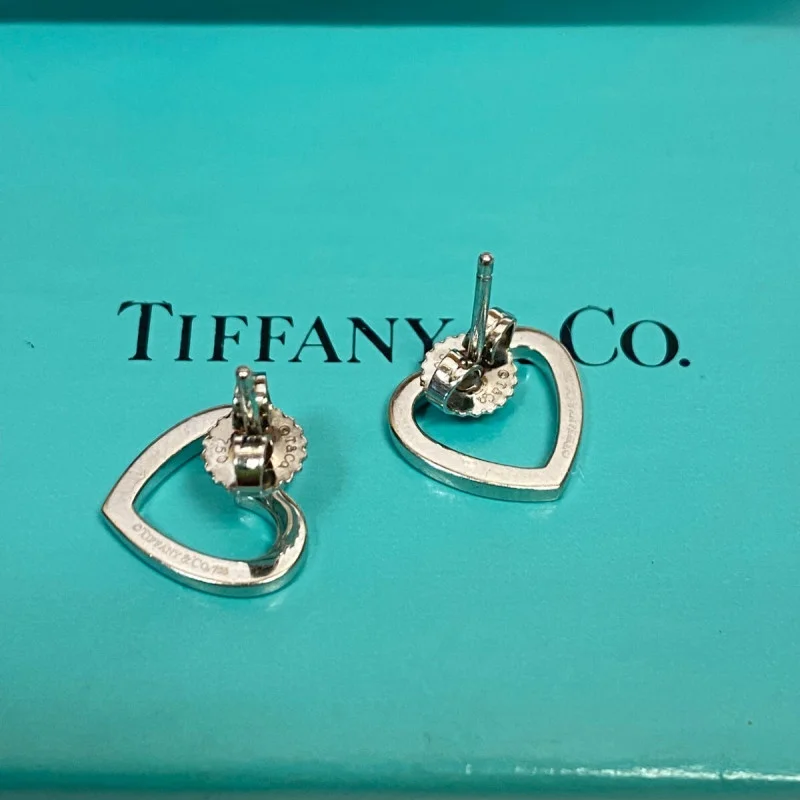 Tiffany & Co. Heart Link Stud Earrings White Gold 750