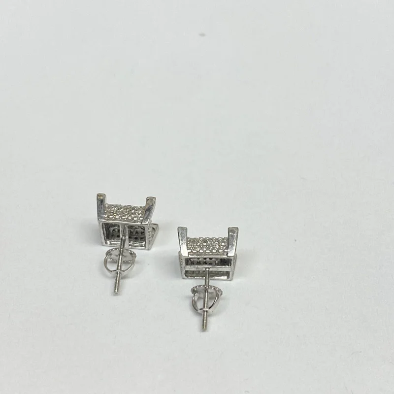 Sterling Silver Cross Diamond &  Black Diamond Woman's Earrings