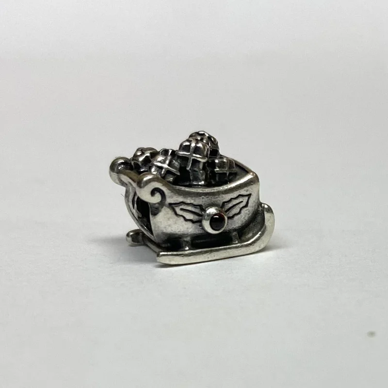 Pandora RETIRED Garnet Sleigh Charm 790562 Christmas Santa