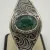 Vintage 925 Sterling Silver Filigree Cuff Bracelet Large Green Gemstone Handmade