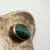 Vintage Modernist 925 Sterling Silver Hook Earrings with Malachite - MF 925