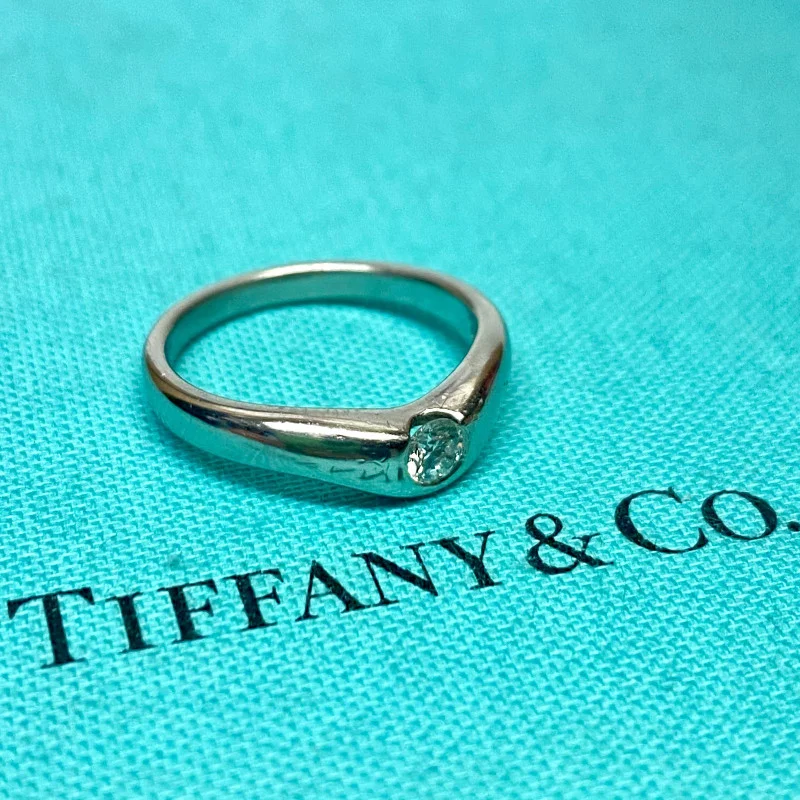 Tiffany & Co Platinum Elsa Peretti Curved 0.18ct Diamond Ring Band Sz 6.5