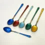 6 Demitasse Spoon Set Enamel Gilt Sterling Silver Ela Denmark